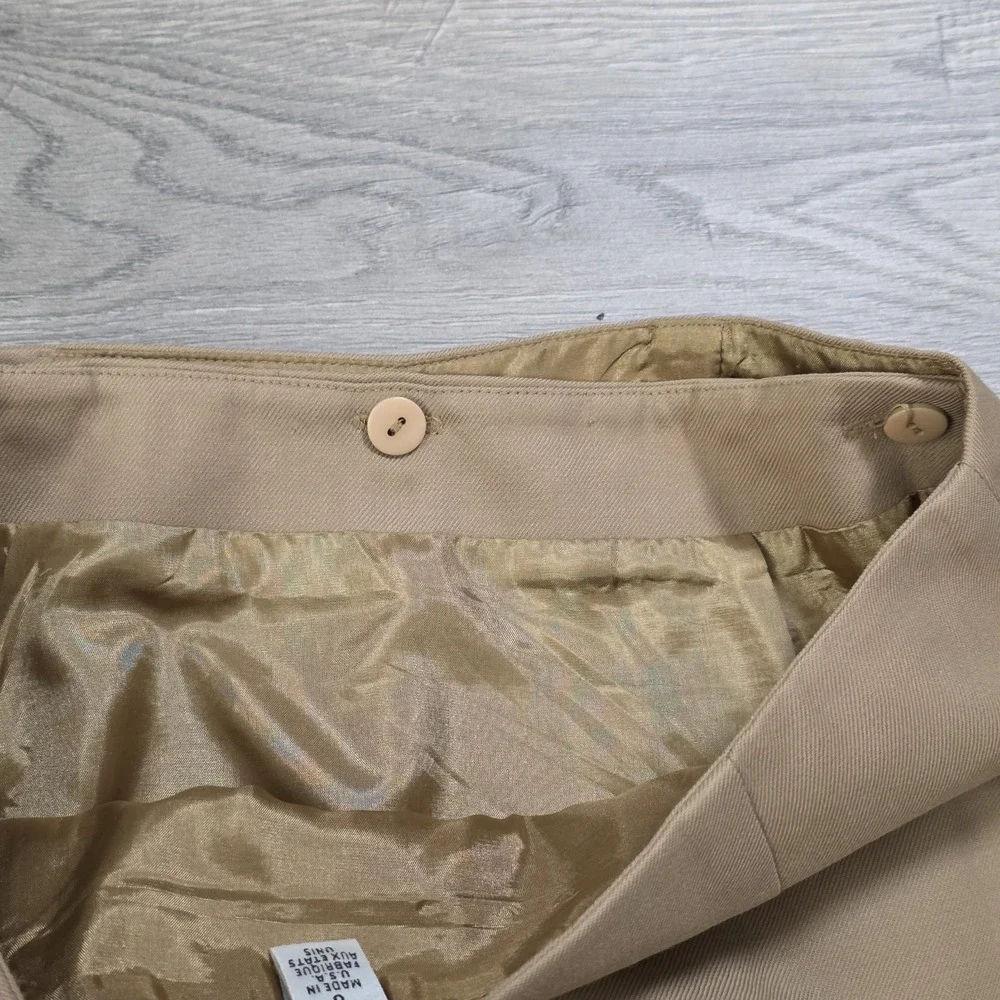 Vintage Talbots Tan 100% Wool Women's Petites‎ Size 8 USA Button Wrap Skirt